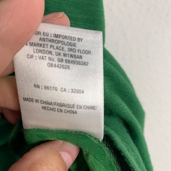 Anthropologie Deletta Green High Low Short Sleeve Blouse - Picture 5 of 7